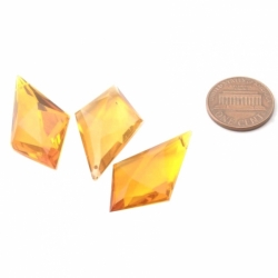 Lot (3) Czech 1920's vintage hand kite faceted amber topaz pendant glass beads