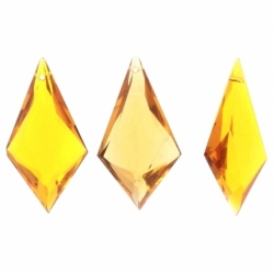 Lot (3) Czech 1920's vintage hand kite faceted amber topaz pendant glass beads