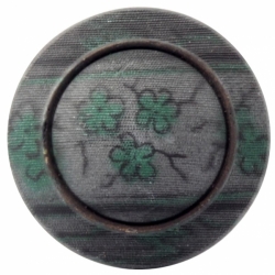 27mm Czech Victorian antique metallic floral fabric black glass button