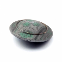 27mm Czech Victorian antique metallic floral fabric black glass button