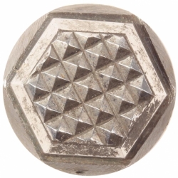 16mm geometric hexagon 1920's Antique vintage Czech impression die glass button cabochon bead steel mold punch tool jewelry design