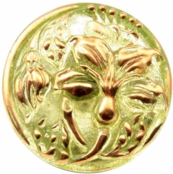 27mm Czech vintage mirrored gold gilt green Uranium flower glass button