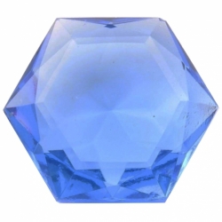 Antique Czech 25mm blue hand hexagon faceted glass rhinestone