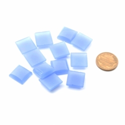 Lot (12) 14mm Czech vintage blue opaline chalcedony gemstone square glass cabochons