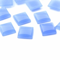 Lot (12) 14mm Czech vintage blue opaline chalcedony gemstone square glass cabochons