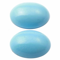 Lot (2) 20x15mm Czech vintage baby blue oval glass cabochons