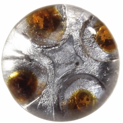 15mm Victorian antique Czech silver foil crystal topaz glass lampwork button