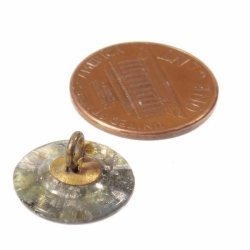 15mm Victorian antique Czech silver foil crystal topaz glass lampwork button