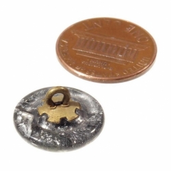 15mm Victorian antique Czech geometric silver foil crystal paperweight lampwork rosette shank glass button