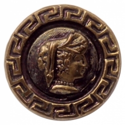 16mm antique Victorian pictorial goddess Greek key brass metal button
