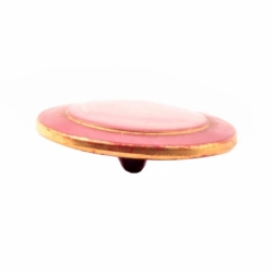 23mm Czech Victorian gold gilt 2 part pink carnelian rosette shank glass button