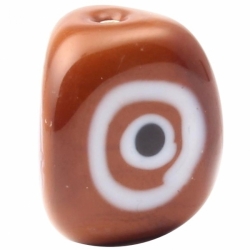 20mm Vintage Czech lampwork white black circles chocolate triangle glass bead