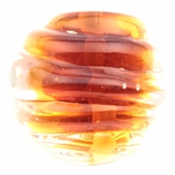 26mm vintage Czech spun topaz lined crystal clear lampwork glass bead