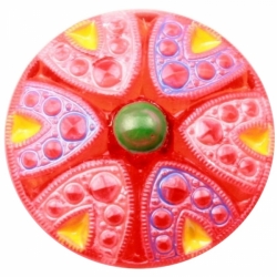 27mm Czech Vintage blue pink hand painted faux rhinestone red glass button