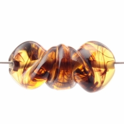 27mm Vintage Czech lampwork amber black bicolor tortoise twist glass bead