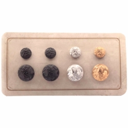 Sample card (8) Czech Art Deco vintage 1920's abstract bumpy silver gold black glass buttons