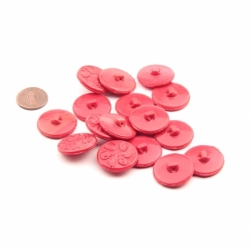 Lot (16) 23mm vintage Czech 1920's red flower glass buttons
