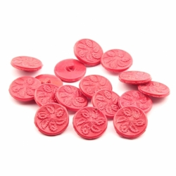 Lot (16) 23mm vintage Czech 1920's red flower glass buttons