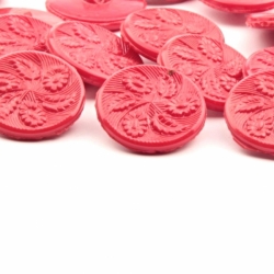 Lot (16) 23mm vintage Czech 1920's red flower glass buttons