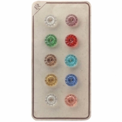 Sample card (10) 22mm Czech 1920s transparent daisy flower glass buttons