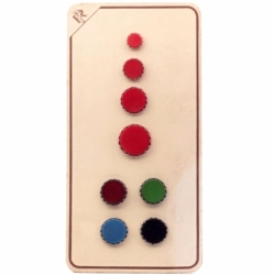 Sample card (8) rare Czech 1920s silver rimmed fluted glass buttons