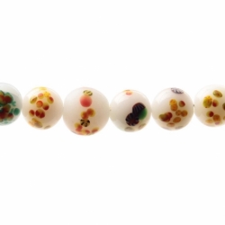 Lot (8) rare vintage Czech lampwork millefiori marbled alabaster opal white glass beads