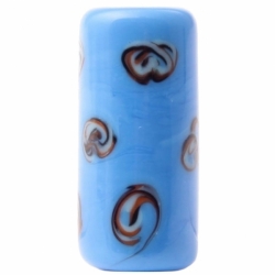 30mm Vintage Czech red white black swirl blue lampwork cylinder glass bead