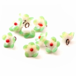 Lot (9) 7mm Czech vintage Venetian style micro lampwork flower glass button beads