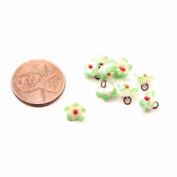 Lot (9) 7mm Czech vintage Venetian style micro lampwork flower glass button beads