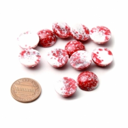 Lot (12) 14mm Czech vintage red white marble domed gemstone glass cabochons