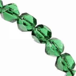 Lot (25) 7mm Czech vintage Emerald green English cut faceted glass beads