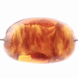 22mm vintage Czech satin aventurine gold lined amber triangle art glass bead