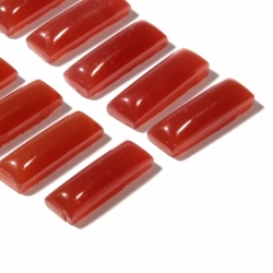 Lot (12) 15mm Czech vintage chalcedony carnelian red opaline rectangle glass cabochons