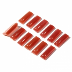 Lot (12) 15mm Czech vintage chalcedony carnelian red opaline rectangle glass cabochons