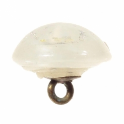 14mm Victorian antique lampwork Czech foil fleck white satin glass button