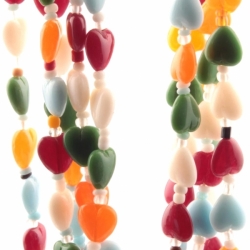 Lot (5) 16" Vintage Czech necklaces multicolor heart shaped glass beads