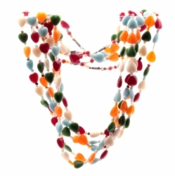 Lot (5) 16" Vintage Czech necklaces multicolor heart shaped glass beads