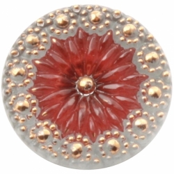 22mm Czech Vintage reverse painted gold gilt faux rhinestone daisy flower glass button