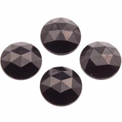 Lot (4) 25mm Czech vintage round faceted jet black flatback glass rhinestones