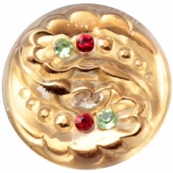 27mm Czech Vintage 14k gold gilt floral rhinestone art glass button