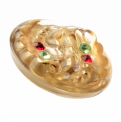 27mm Czech Vintage 14k gold gilt floral rhinestone art glass button