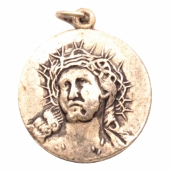 Vintage Bohemian silver metal religious Jesus rosary necklace pendant