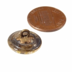 16mm Victorian antique Czech foil lampwork rosette shank glass button