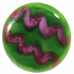 14mm Victorian antique Czech pink swirl green lampwork rosette shank glass button