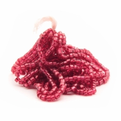 Hank (~700) vintage Czech red lustre faceted seed glass beads 14bpi