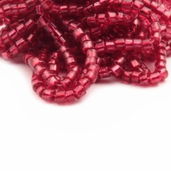 Hank (~700) vintage Czech red lustre faceted seed glass beads 14bpi
