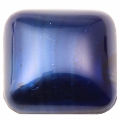 22mm Czech antique cobalt satin moonglow square glass cabochon