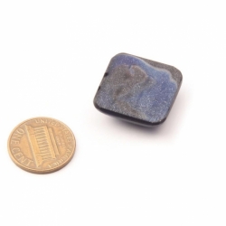 22mm Czech antique cobalt satin moonglow square glass cabochon