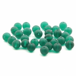 Lot (32) 10mm vintage Czech frost green round imitation sea glass beads