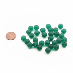 Lot (32) 10mm vintage Czech frost green round imitation sea glass beads